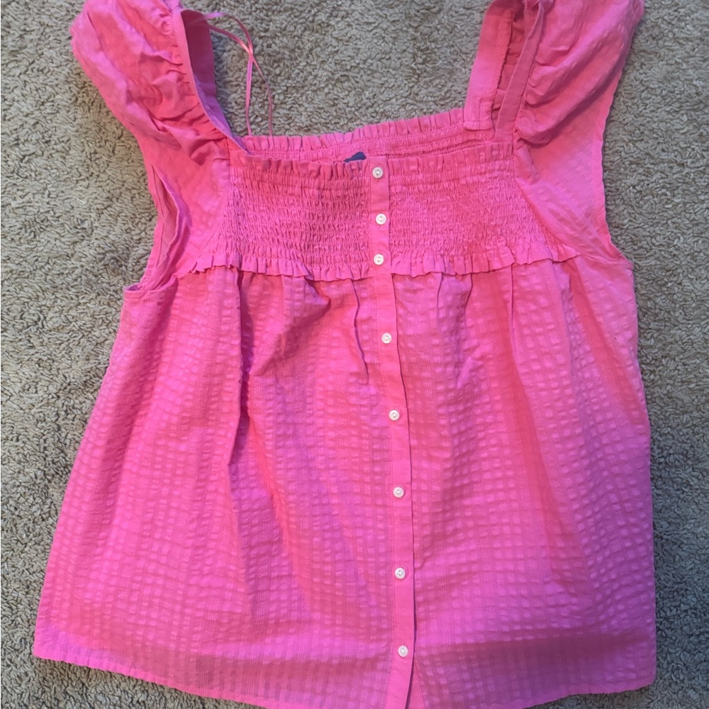 Pink Sleeveless Button-Up Top
